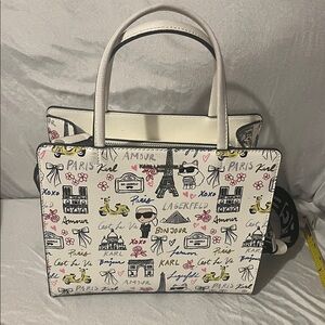 Karl Lagerfeld White and Black Designer Tote Bag New With Tags